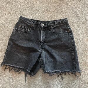 Levi's Black Frayed Hem Jean Shorts